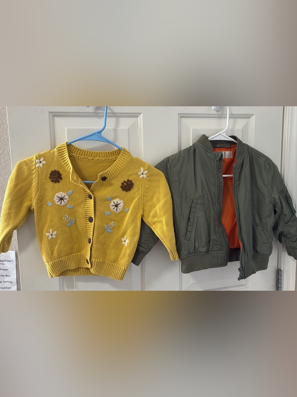3T Mustard Yellow Floral Embroidered Cardigan, Bomper Jacket Green Unisex